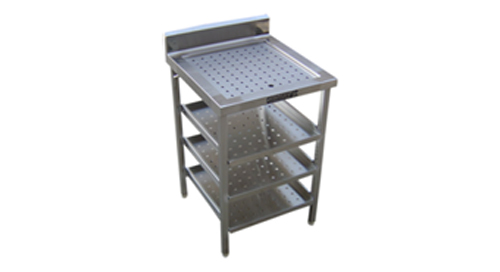 SS Clean Glass Table with Perforated Top