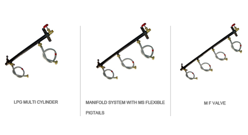 LPG Multi Cylinder Manifold System with MS Flexible Pigtails and MF Valve